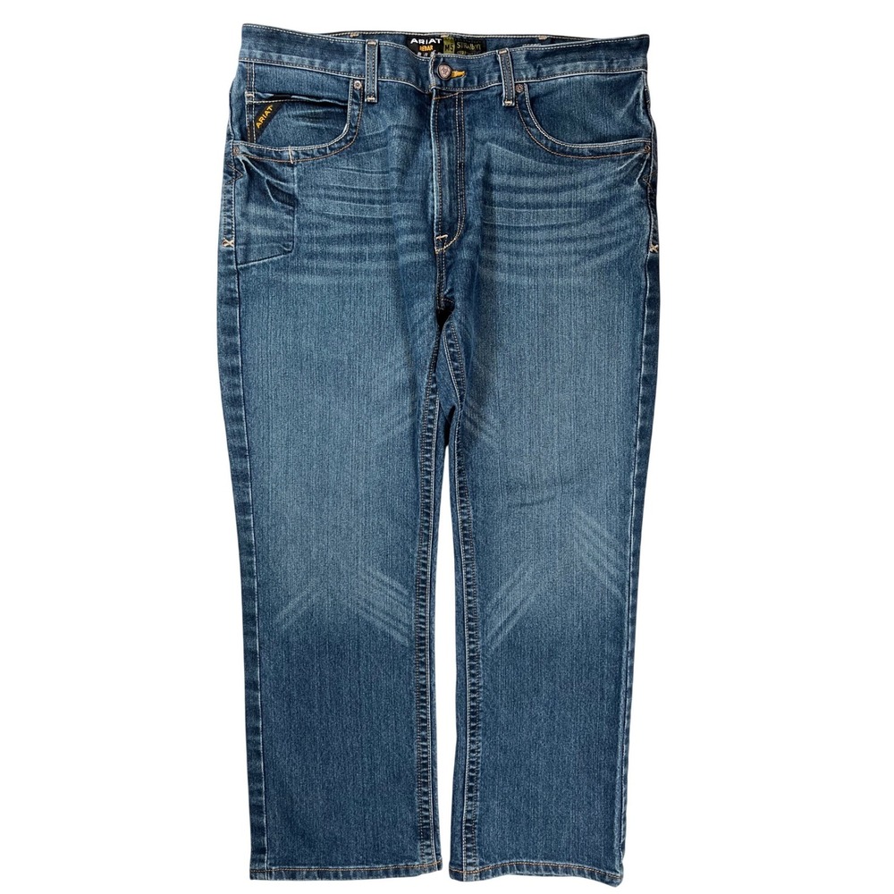Ariat Rebar M5 Jeans Mens 38x30 Blue Straight Leg Workwear Denim Western Cowboy